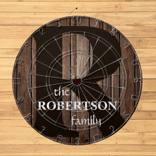 Modern rustiek hout familie monogram dartbord