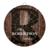 Modern rustiek hout familie monogram dartbord (Voorkant)