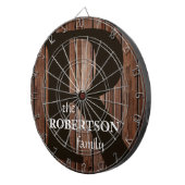 Modern rustiek hout familie monogram dartbord (Voorkant Rechts)