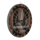Modern rustiek hout familie monogram dartbord (Voorkant Links)