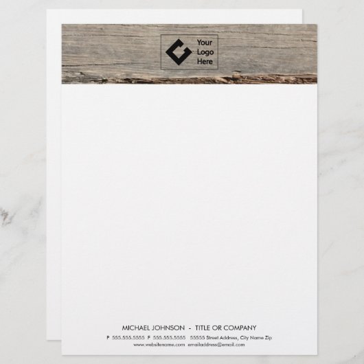 Modern rustiek hout met Logo Custom Briefhoofd (Voorkant / Achterkant)