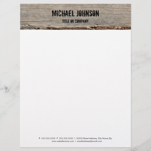 Modern rustiek hout persoonlijk briefhoofd (Voorkant)