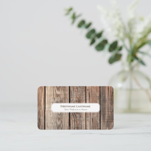 Modern rustiek houten interieur design elegant wit visitekaartje (Staand voorkant)