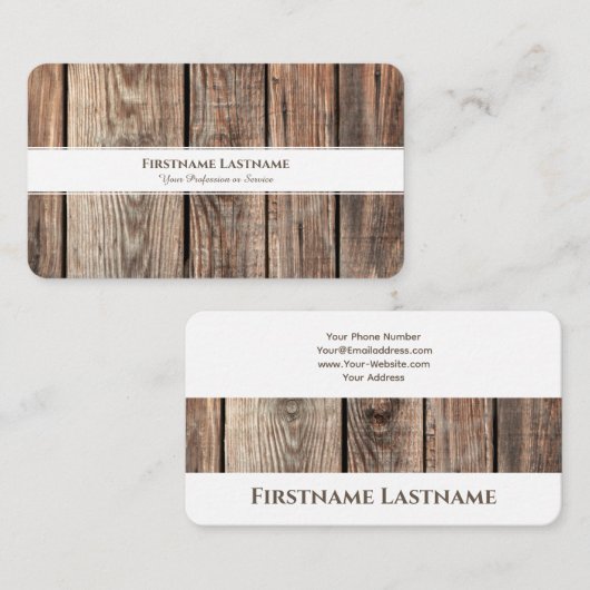 Modern rustiek houten interieur witte strepen visitekaartje (Voorkant / Achterkant)