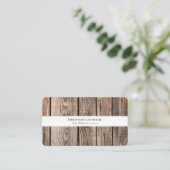 Modern rustiek houten interieur witte strepen visitekaartje (Staand voorkant)