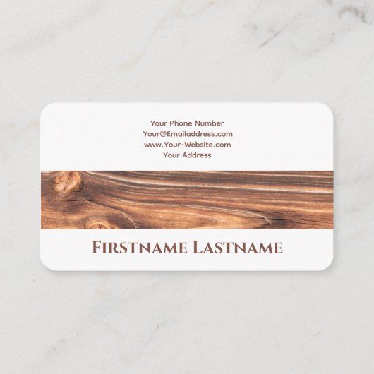 Modern rustiek houten interieur witte strepen visitekaartje (Achterkant)