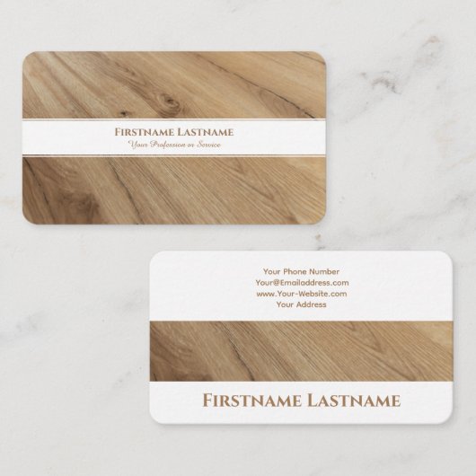 Modern rustiek houten interieur witte strepen visitekaartje (Voorkant / Achterkant)
