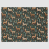 Modern Rustiek Houtland Herten & Pine Tree Kerstmi Tissuepapier (Voorkant)