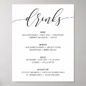 Modern Rustiek Huwelijksbar Menu Bord Dranken Poster (Voorkant)