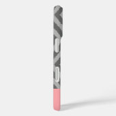 Modern Rustiek Ikat Grijs Koraal Hart Monogram Case-Mate iPhone Case (Achterkant / Rechts)