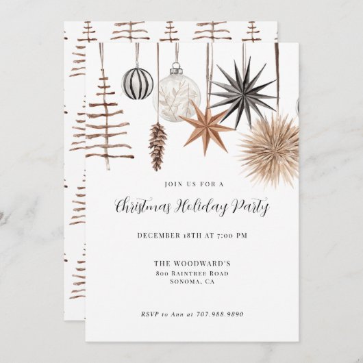 Modern rustiek kerstfeest kaart (Voorkant / Achterkant)