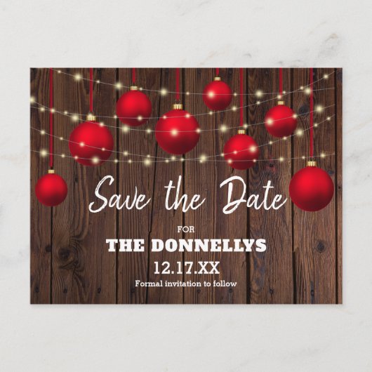 Modern rustiek kerstfeest Save the Date Aankondigingskaart (Voorkant)