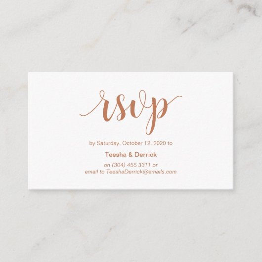 Modern Rustiek, Koperen Script, online RSVP Informatiekaartje (Voorkant)