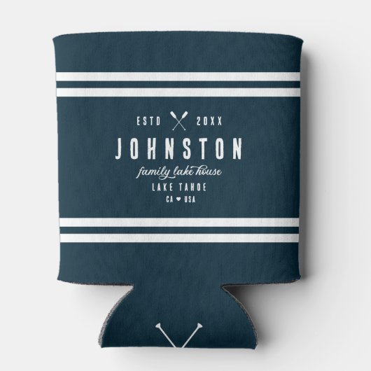 Modern rustiek Lake House | Navy White Blikjeskoeler (Achterkant)