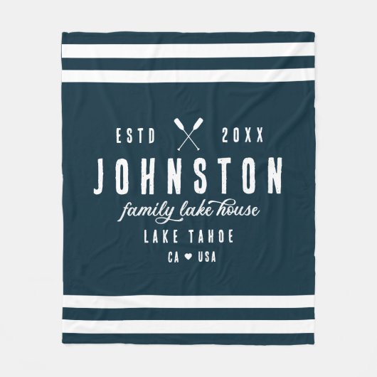 Modern rustiek Lake House | Navy White Fleece Deken (Voorkant)
