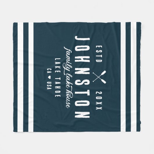 Modern rustiek Lake House | Navy White Fleece Deken (Voorkant (Horizontaal))