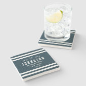 Modern rustiek Lake House | Navy White Stenen Onderzetter (Zijkant)