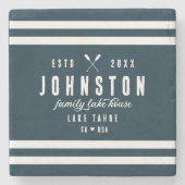 Modern rustiek Lake House | Navy White Stenen Onderzetter (Voorkant)