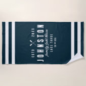 Modern rustiek Lake House | Navy White Strandlaken (Voorkant)