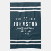 Modern rustiek Lake House | Navy White Theedoek (Verticaal)