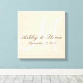 Modern rustiek linnen monogram canvas afdruk (Insitu (Houten vloer))