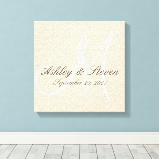 Modern rustiek linnen monogram canvas afdruk (Insitu (Houten vloer))