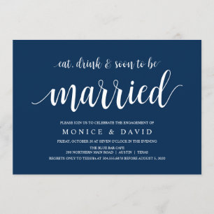 Modern Rustiek, Marine Blauw script, Verlovingsfee Kaart