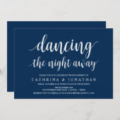 Modern Rustiek, Marine Blauw script, Verlovingsfee Kaart (Voorkant / Achterkant)