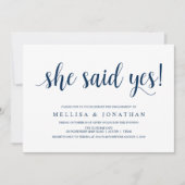 Modern Rustiek, Marine Blauw script, Verlovingsfee Kaart (Voorkant)