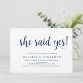 Modern Rustiek, Marine Blauw script, Verlovingsfee Kaart (Staand voorkant)