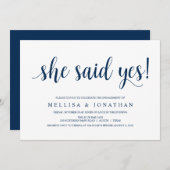 Modern Rustiek, Marine Blauw script, Verlovingsfee Kaart (Voorkant / Achterkant)