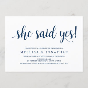 Modern Rustiek, Marine Blauw script, Verlovingsfee Kaart