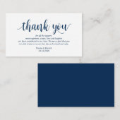 Modern Rustiek Marine Blauw Script, Wedding Dank u Informatiekaartje (Voorkant / Achterkant)