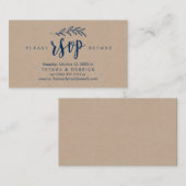 Modern rustiek, marineblauw, huwelijksfeest RSVP Informatiekaartje (Voorkant / Achterkant)