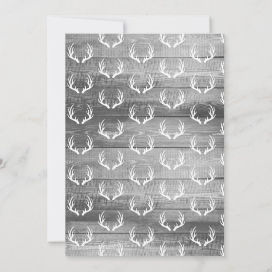 Modern rustiek marinehert & grijs hout Baby shower Kaart (Achterkant)