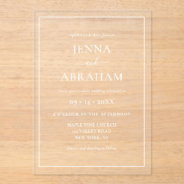 Modern rustiek minimaal elegant acryl uitnodigingen