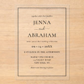 Modern rustiek minimaal elegant acryl uitnodigingen (Voorkant)