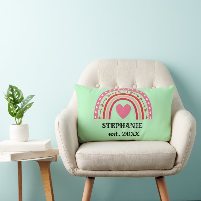 Modern Rustiek Monogram Aangepaste Familienaam Rai Kussen (Stoel)