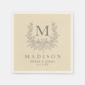 Modern rustiek monogram champagne bruiloft servett servet (Voorkant)