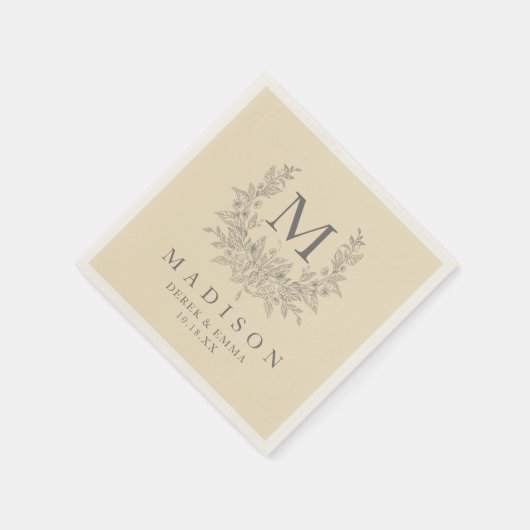 Modern rustiek monogram champagne bruiloft servett servet (Hoek)