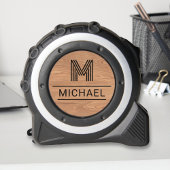 Modern rustiek Monogram Naam Initiaal op houtnerf Rolmaat