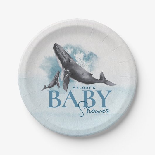 Modern rustiek oceaan Baby shower Papieren Bordje (Voorkant)