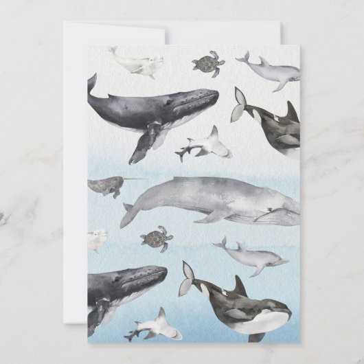 Modern rustiek oceaan plat verticaal Baby shower Bedankkaart (Achterkant)