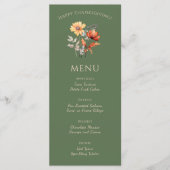 Modern rustiek olijfgroen Thanksgiving diner Menu (Voorkant)