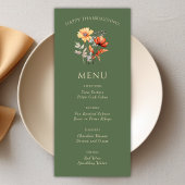 Modern rustiek olijfgroen Thanksgiving diner Menu