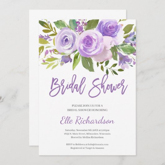 Modern rustiek Paarse krans Vrijgezellenfeest Kaart (Voorkant / Achterkant)