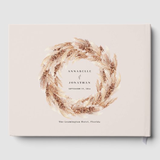 modern rustiek pampas gras bruiloft Gastenboek (Achterkant)