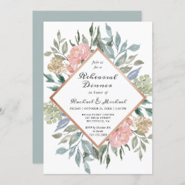 Modern rustiek stoffig chique bloemenrepetitiedine kaart