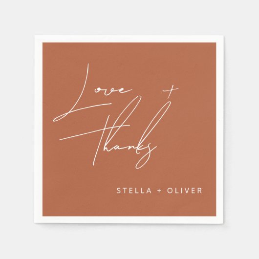 Modern Rustiek Terracotta Script Liefde Bedankt Pa Servet (Voorkant)