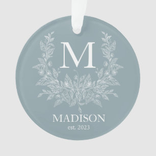 Modern Rustiek vakantie monogram Cadet Grey Ornament